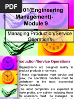 EM 101 (Engineering Management) - : Managing Production/Service Operations