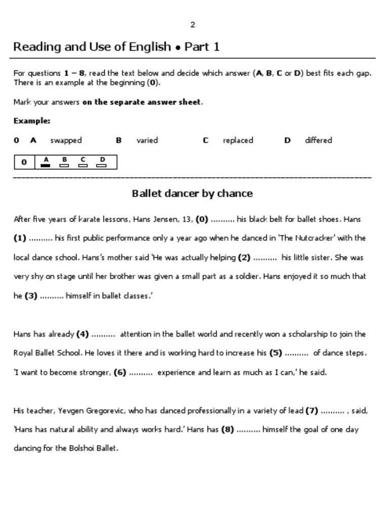 B2 - Test 1 - Reading & Use of English | PDF