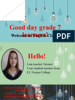 Good Day Grade 7 Learners!: Welcome To English Class!