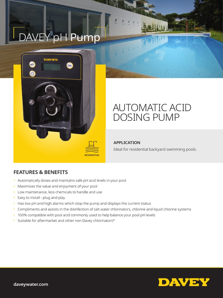 Davey PH Pump: Automatic Acid Dosing Pump | PDF | Ph | Pump