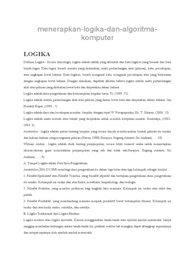 Logika dan Algoritma dalam Komputer | PDF