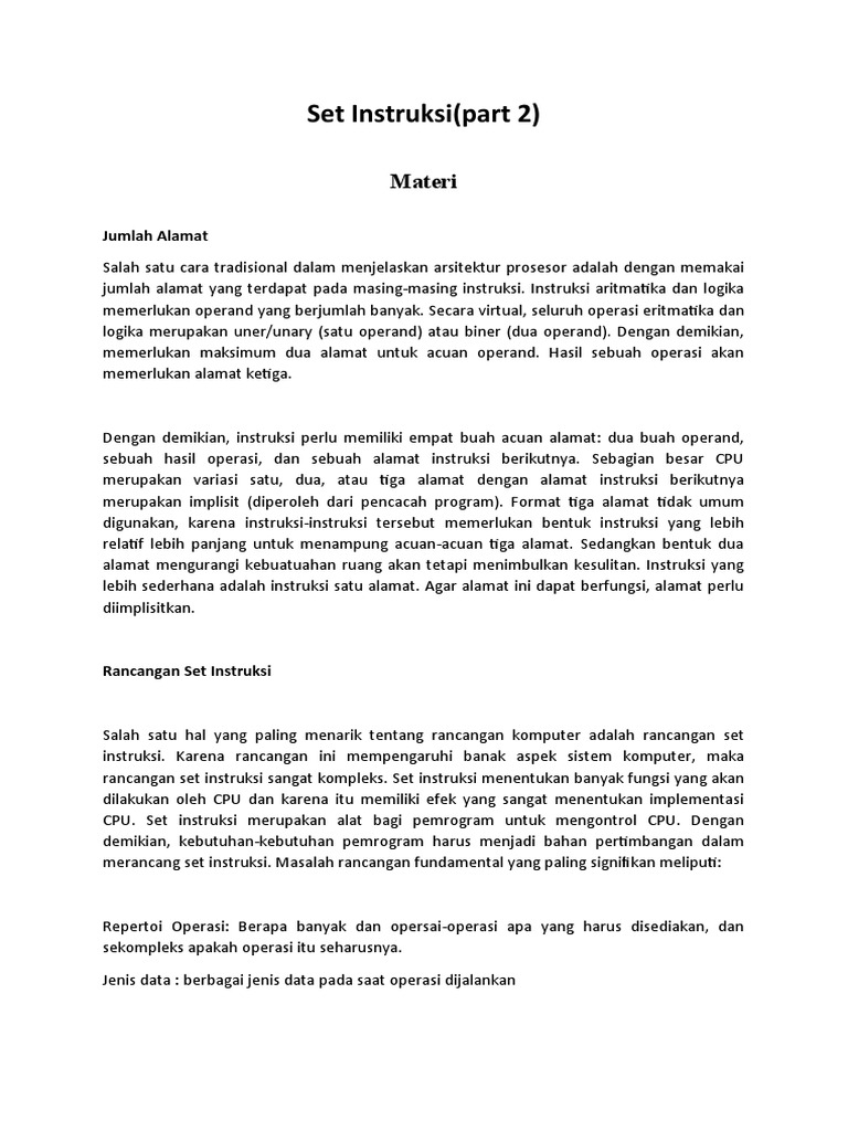 Jenis dan Rancangan Set Instruksi | PDF | Komputer | Teknologi & Rekayasa