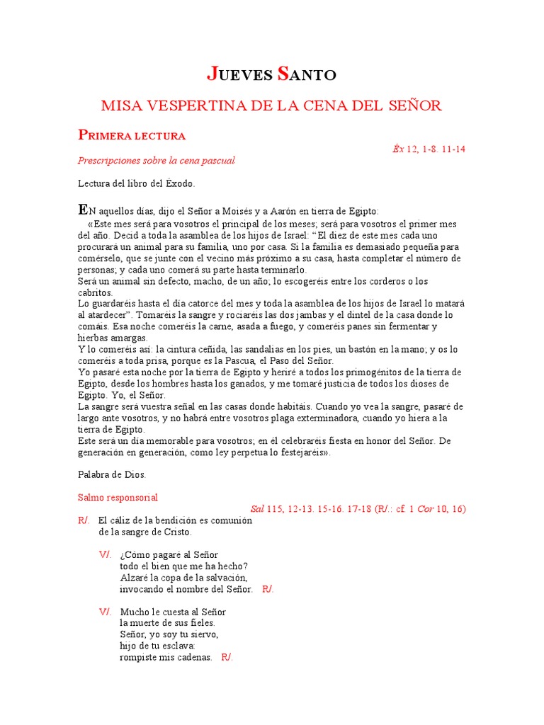Lecturas Del Jueves Santo PDF