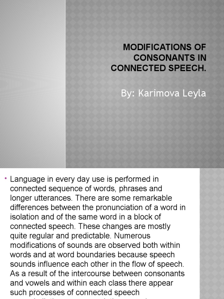 Consonant Modifications in Connected Speech | PDF | Consonant | Phonetics