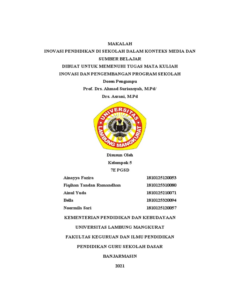 Inovasi Pendidikan Di Sekolah Dalam Konteks Media Dan Sumber Belajar ...