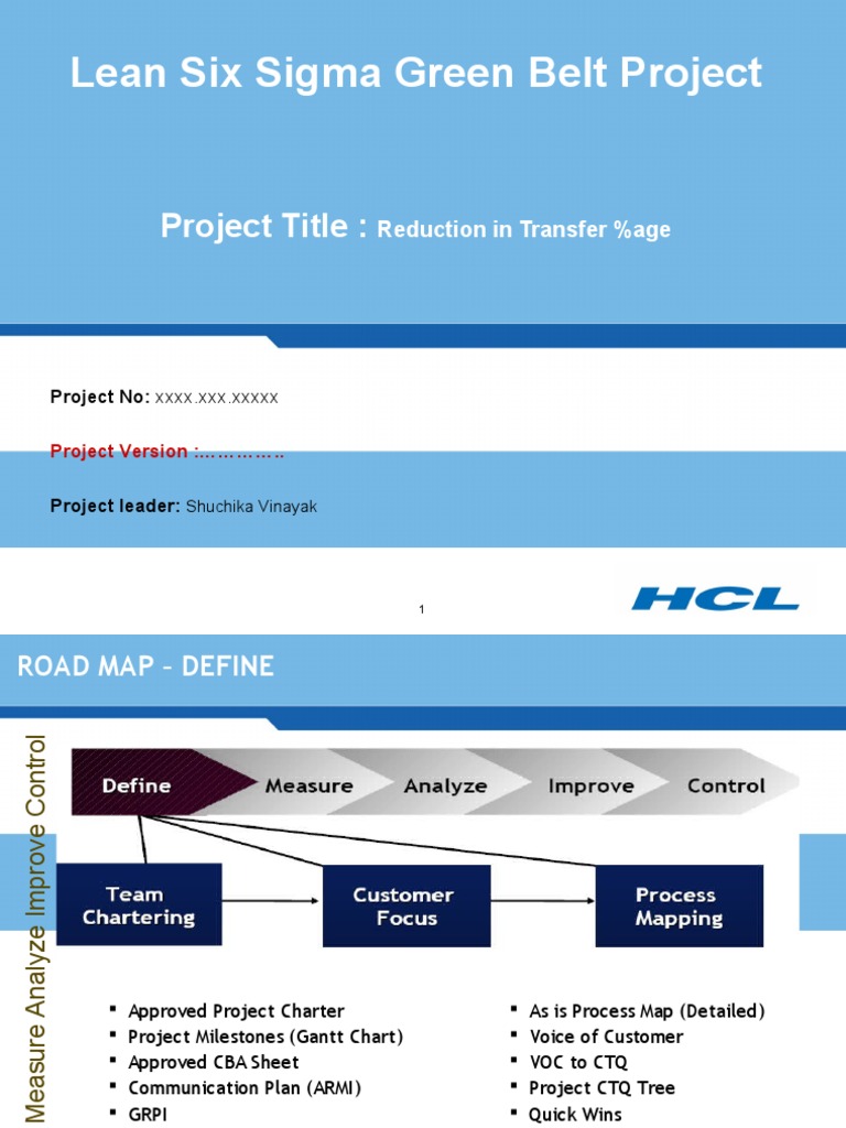 Green Belt Project Template Standard Deviation Statistical