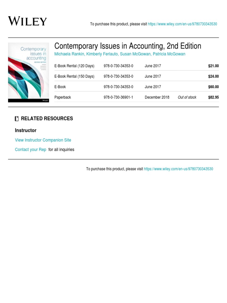 Wiley Contemporary Issues in Accounting, 2nd Edition 9780730