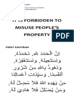 It Is Forbidden To Misuse People'S Property: First Khutbah