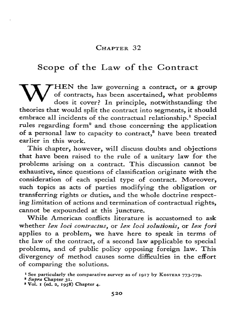 Scope of The Law of The Contract Lex Loci Contractus, or Lex Loci