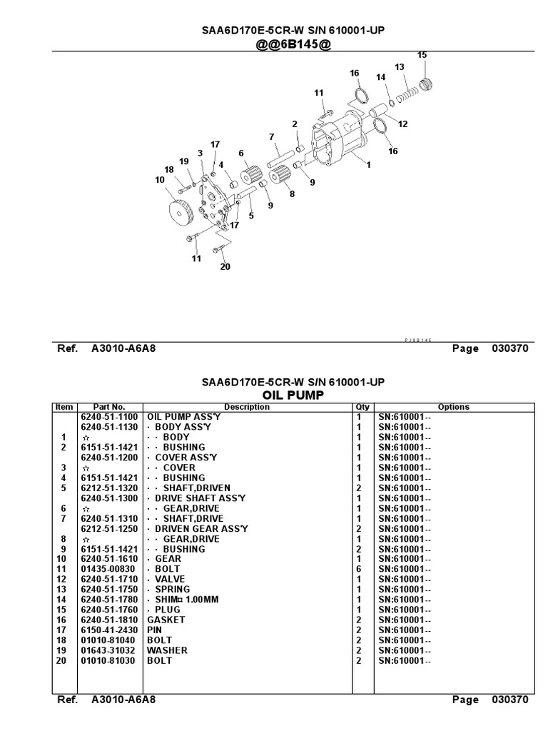 Exploded Diagram and Parts List for an Oil Pump Assembly PDF