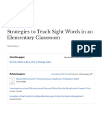 Strategies To Teach Sight Words in An Elementary Classroom: Cite This Paper