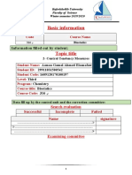 Basic Information: Information Filled Out by Student