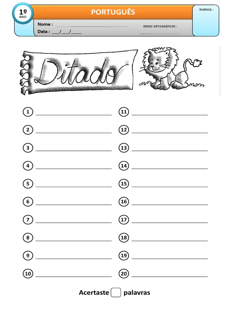 Ditado de 20 Palavras | PDF