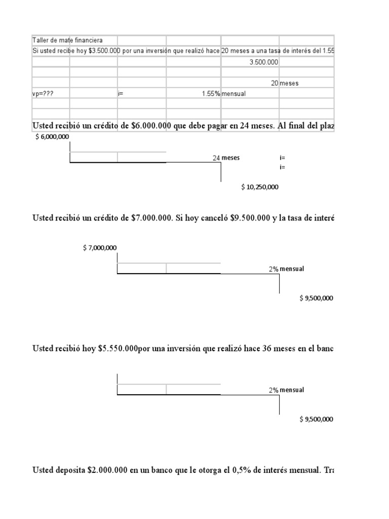 Taller Mate Financiera | PDF | Interés | Tasas de interés