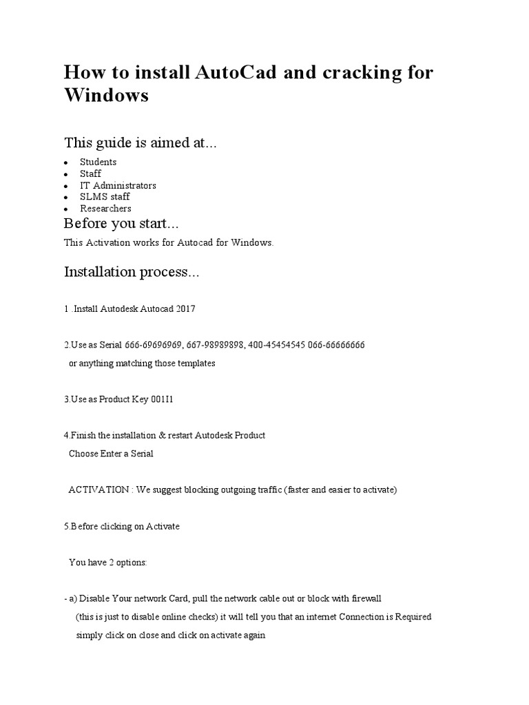 How To Install AutoCad and Cracking For Windows | PDF