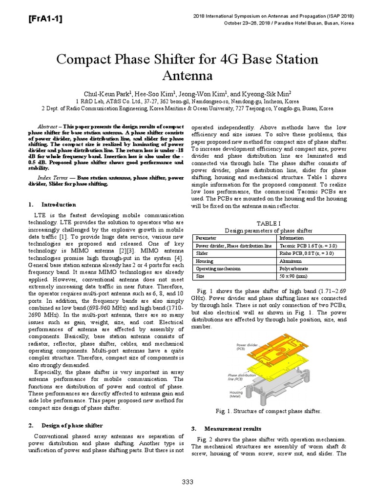 Compact Phase Shifter for 4G Antennas | PDF | Antenna (Radio) | Printed ...