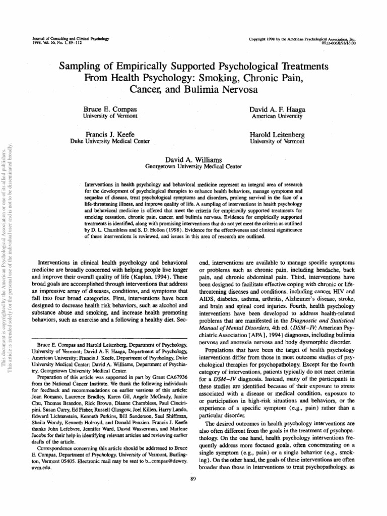 Smoking and Psychology PDF Cognitive Behavioral Therapy Smoking