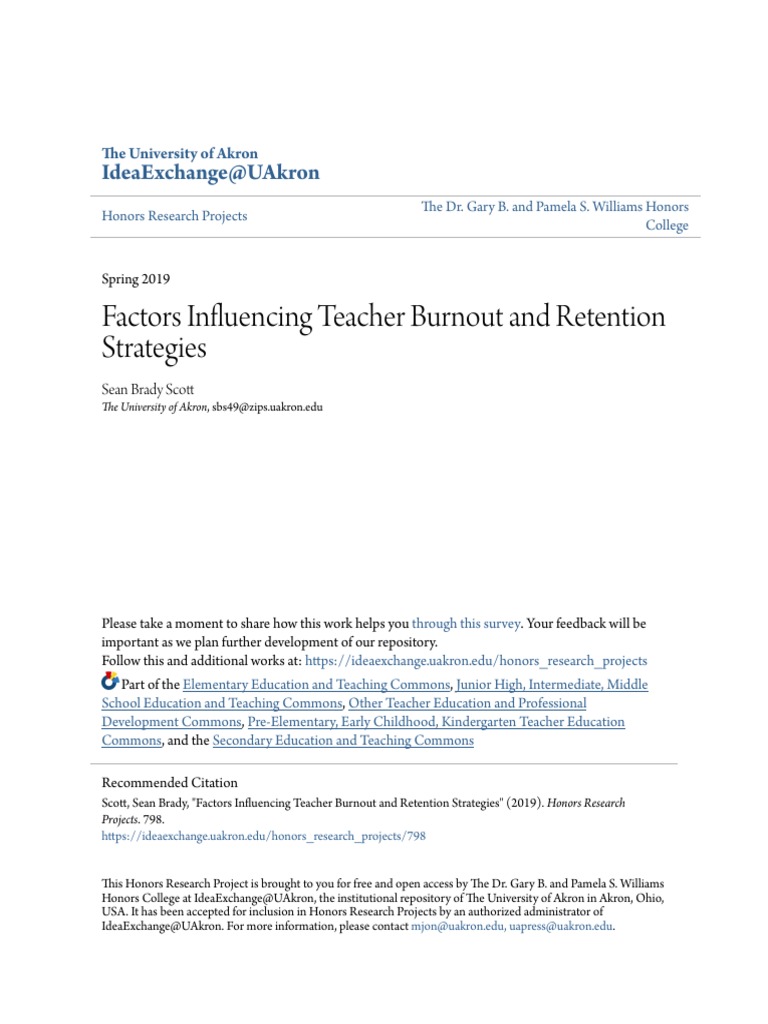 Factors Influencing Teacher Burnout and Retention Strategies | PDF