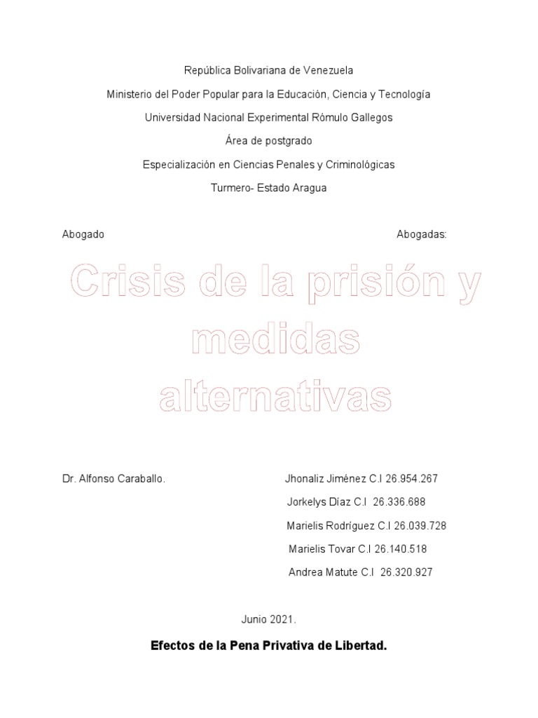 Efectos de la Pena Privativa de Libertad | PDF | Derecho penal | Prisión