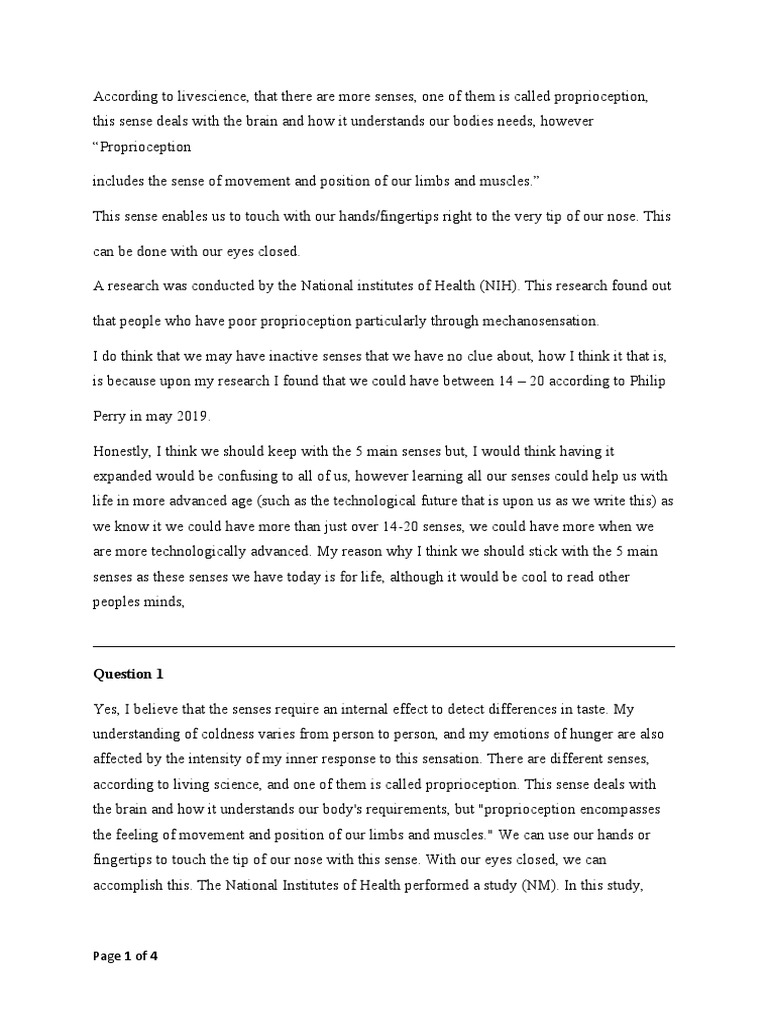 Unit 3 - Written Assignment Sample | PDF | Senses | Perception