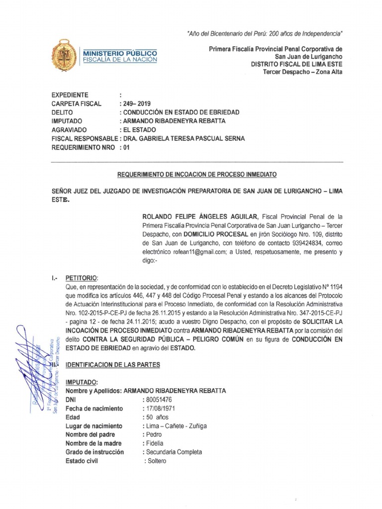 Requerimiento de Proceso Inmediato 2244-2021 | PDF