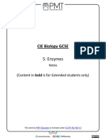 Summary Notes - Topic 5 Enzymes - CAIE Biology IGCSE