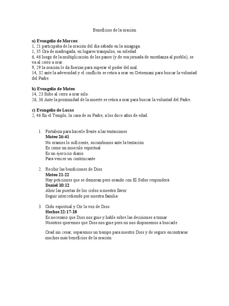 Beneficios de la Oración en la Fe | PDF