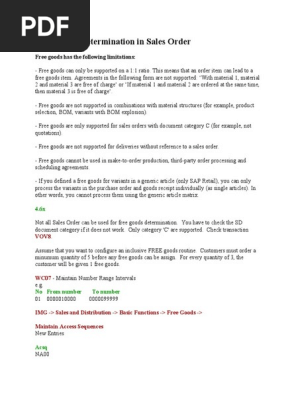 Free Goods Determination in Sales Order