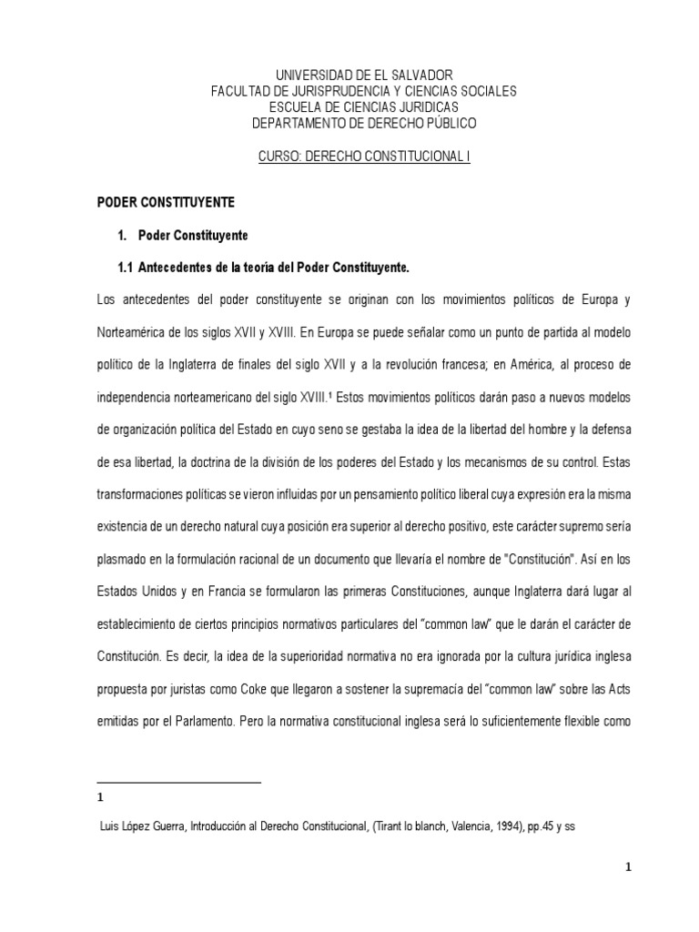 Teoría del Poder Constituyente en Derecho | PDF | Constitución | Estado ...