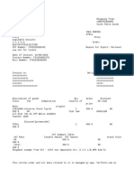 Commercial Invoice for Personal Use Shoes