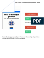 Précis de Mécanique Quantique: Cours, Exercices Corrigés Et Problèmes Résolus PDF Télécharger