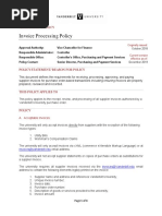 Invoice Processing Policy: Policy Statement/Reason For Policy