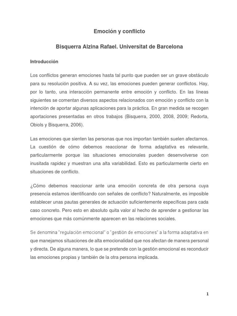 Emociones y conflictos: gestión efectiva | PDF | Las emociones | Empatía