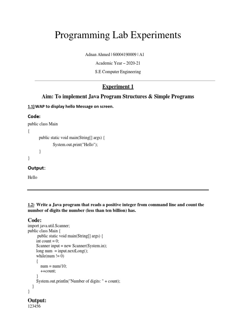 Java Programming Lab | PDF | Class (Computer Programming) | Area