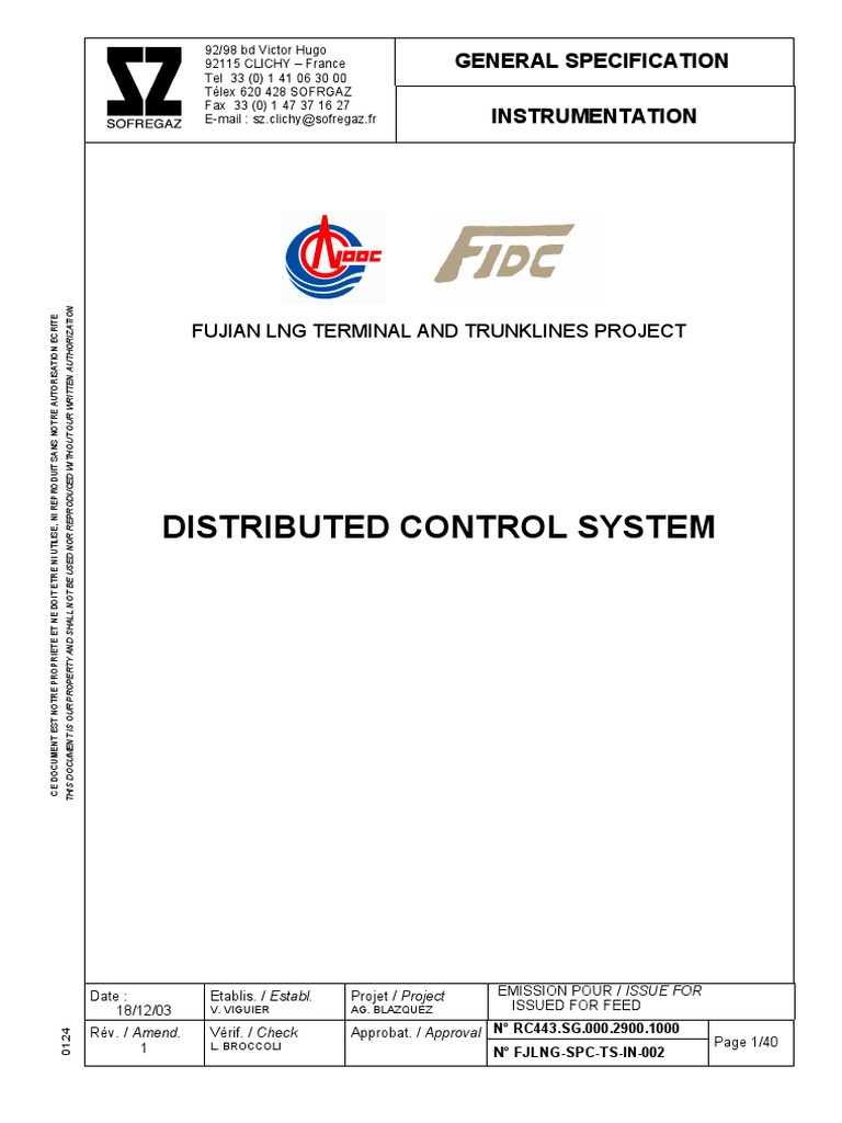 DCS Specifications for Fujian LNG Terminal | PDF | Control Theory ...