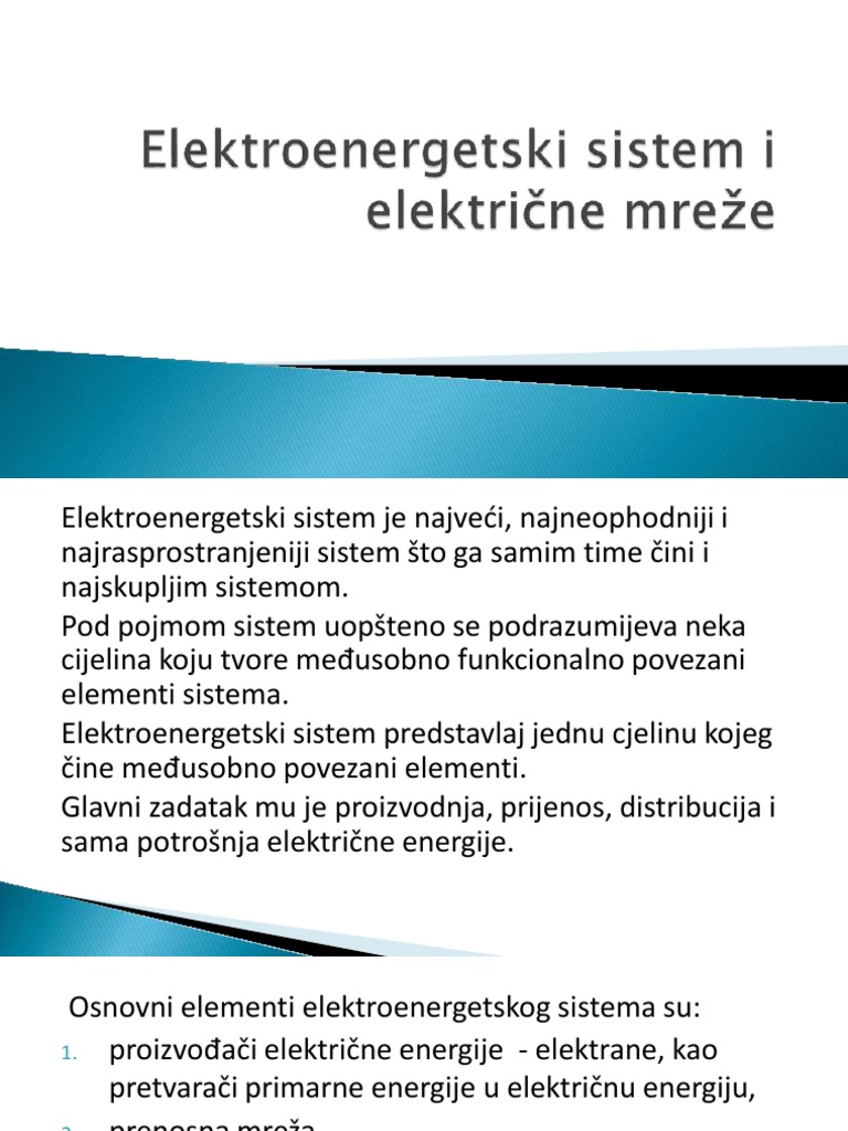 Elektroenergetski Sistem I Električne Mreže | PDF