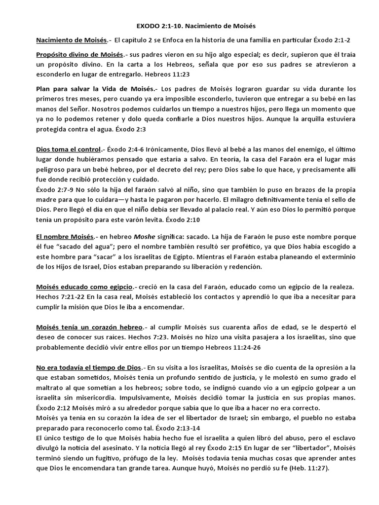 Estudio de Exodo 2 | PDF | Moisés | Libro del éxodo