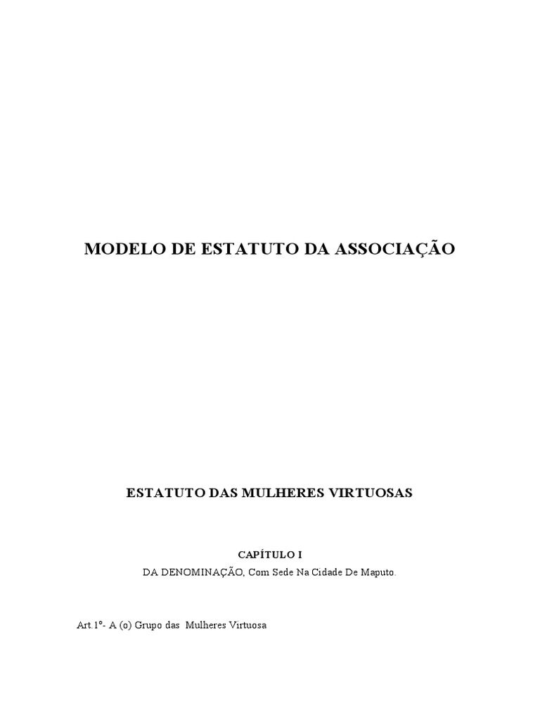 1 Modelo de Estatuto Da Associação | PDF | Conselho de Segurança das ...