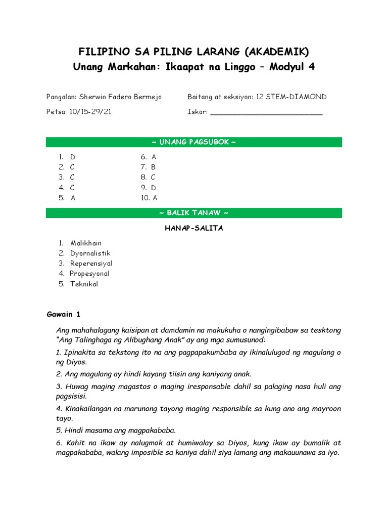 Filipino 12 | PDF