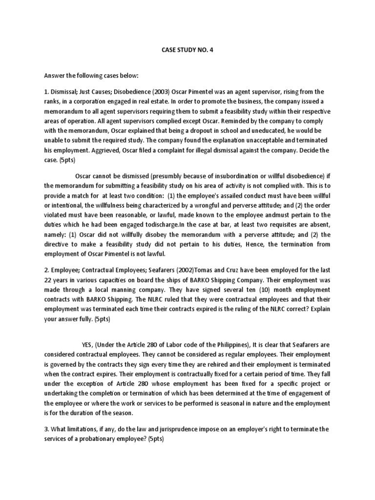 Analysis of Employment Law Cases PDF Employment Labour Law