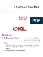 Design and Analysis of Algorithms: Session 5 Quick Sort