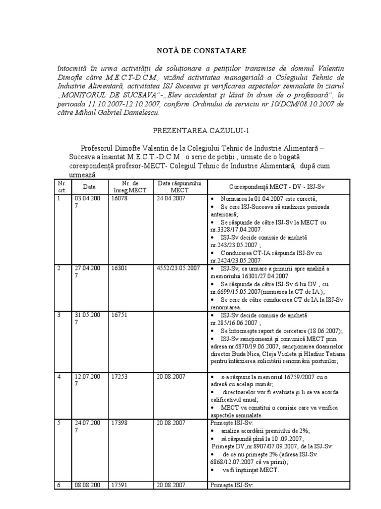 Notă de Constatare | PDF