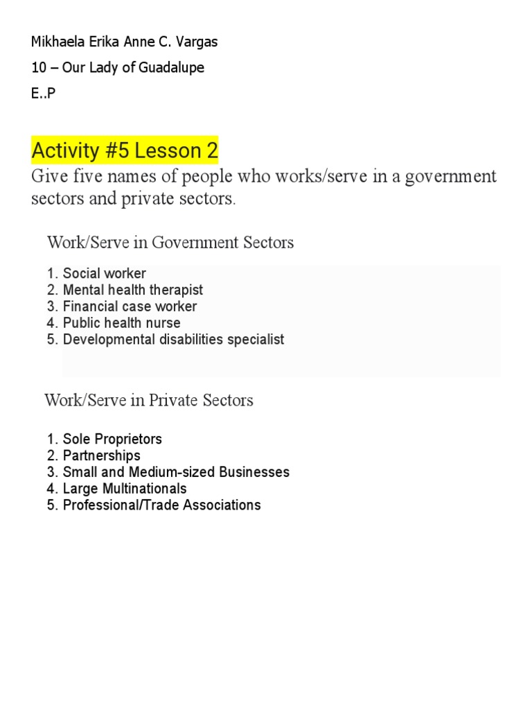 Activity #5 Lesson 2 | PDF