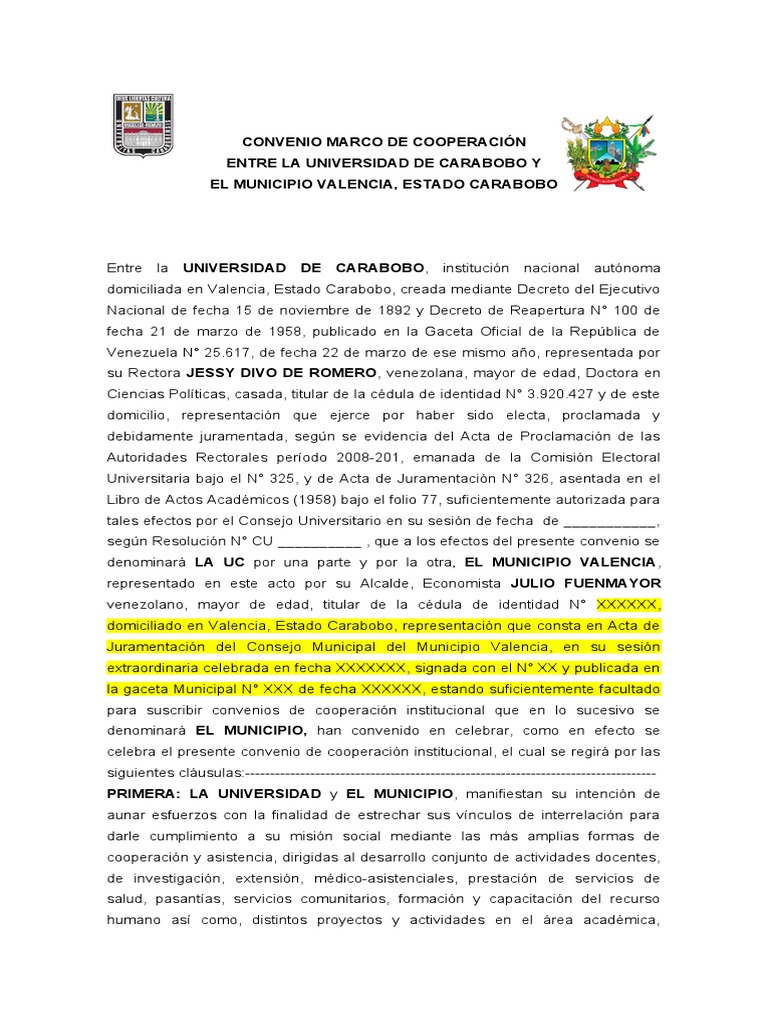 Convenio Marco de Cooperación | PDF | Universidad | Cooperación