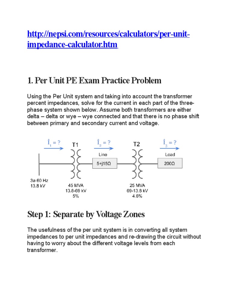 Per Unit PE EXAM Iin Power System Engineering PDF Electrical