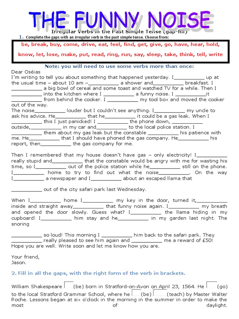 Irregular Verbs in The Past Simple Tense (Gap-Fill) | PDF