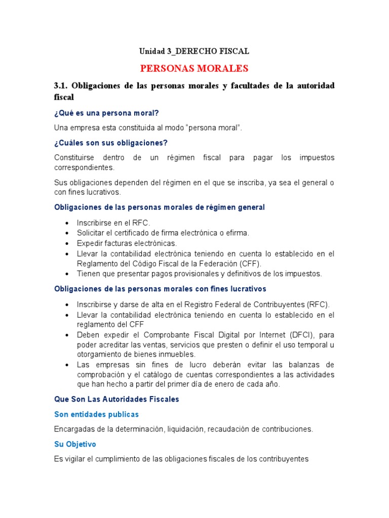 Obligaciones Fiscales de Personas Morales | PDF | Impuesto sobre la ...