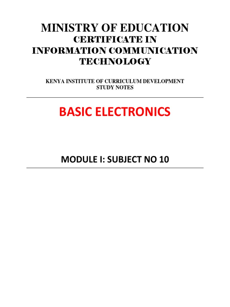 Basic Electronics Study Notes for ICT | PDF | Inductor | Electronic ...