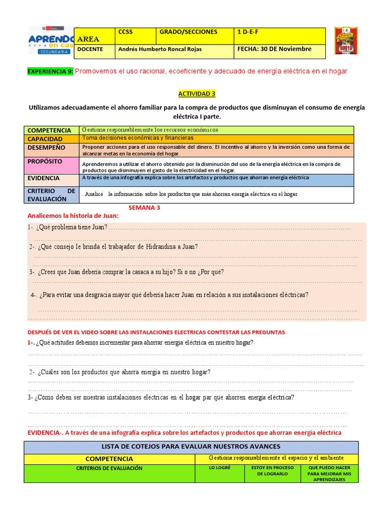 Historieta sobre ahorro de energía para niños | PDF | Ahorro | Economias