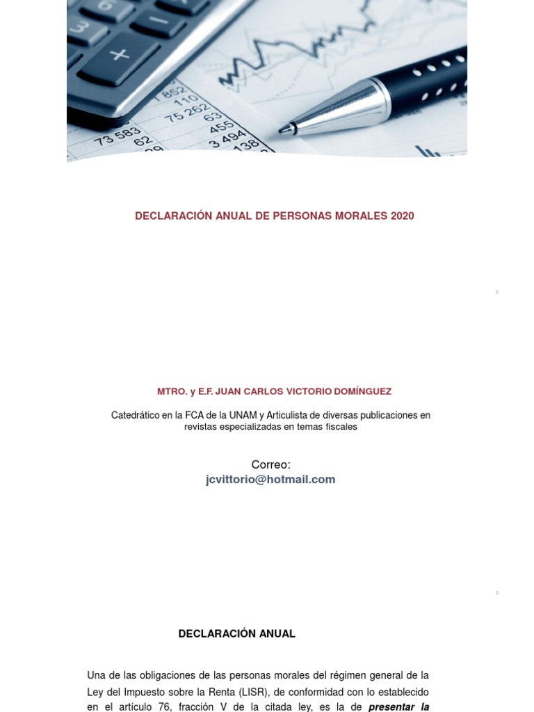 Declaración Anual ISR Personas Morales 2020 | PDF | Impuesto sobre la ...